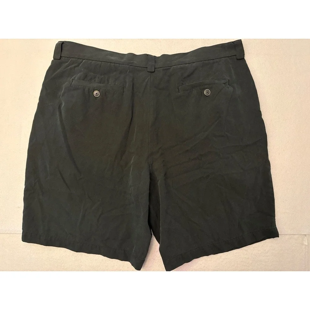 Tommy Bahama Relax Mens Black 100% Silk Pleated Front Casual Shorts Size 38
